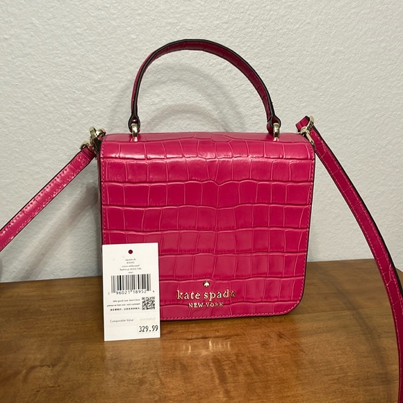 Kate Spade Pink Staci Croc Embossed Crossbody Bag - Picture 6 of 10